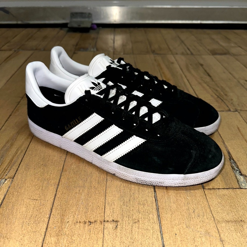 adidas Trainers Men's Size 9 Black Suede Gazelle Comfort Lace Up Walking Running